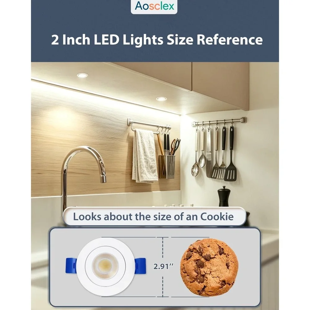 Aosclex 3 Inch LED Recessed Lighting 12 Pack 360 Adjustable Gimbal 5CCT Dimmable